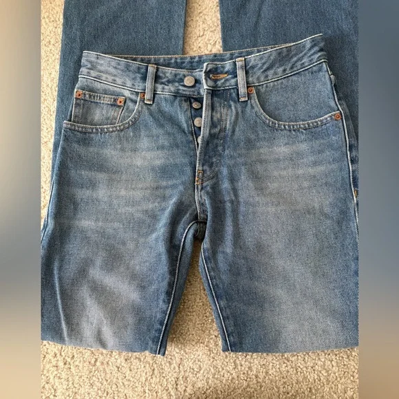 MM6 Maison Martin Margiela Straight-Leg Blue Denim Jeans - Picture 2 of 7